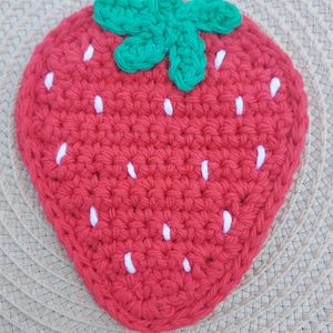 Crochet Strawberry Cotton Coaster or Doily