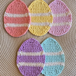 Crochet Pastel Easter Egg Cotton Coaster or Doily
