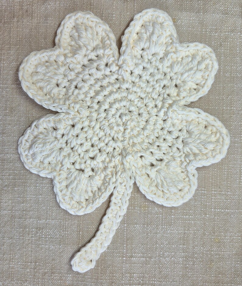 Crochet Shamrock Cotton Coaster or Doily Ecru