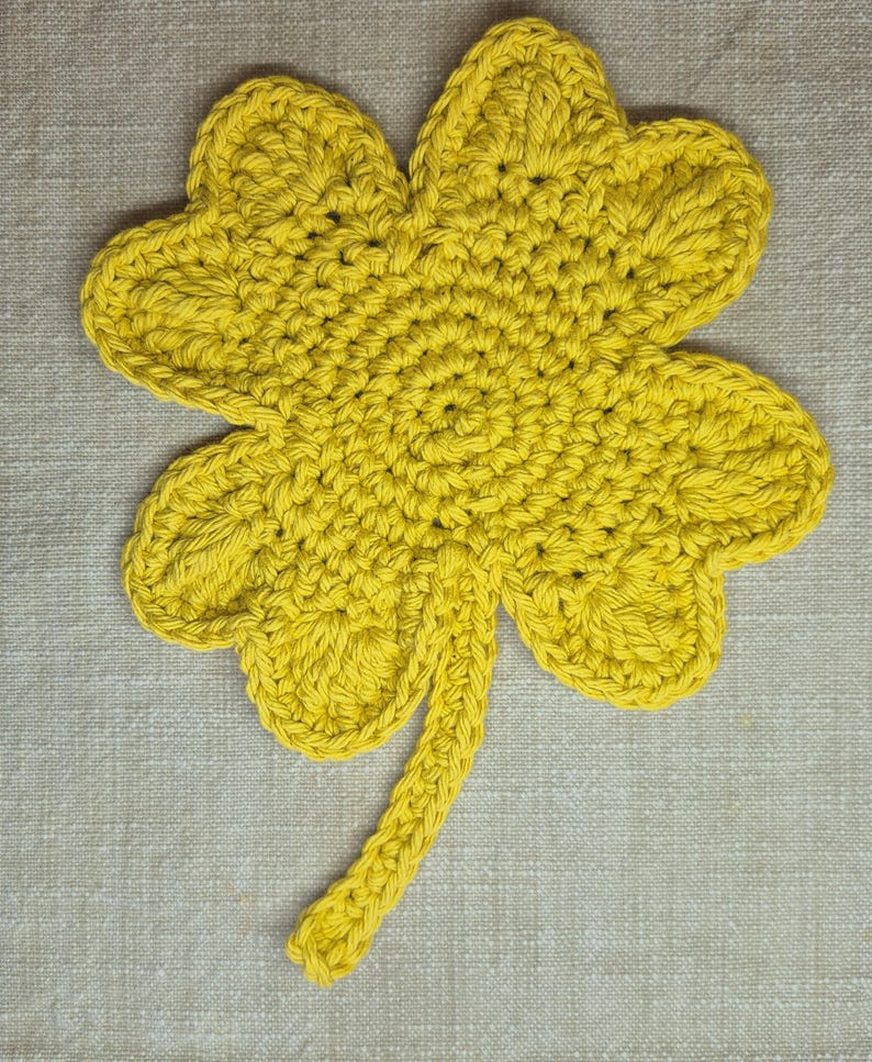 Crochet Shamrock Cotton Coaster or Doily Bamboo