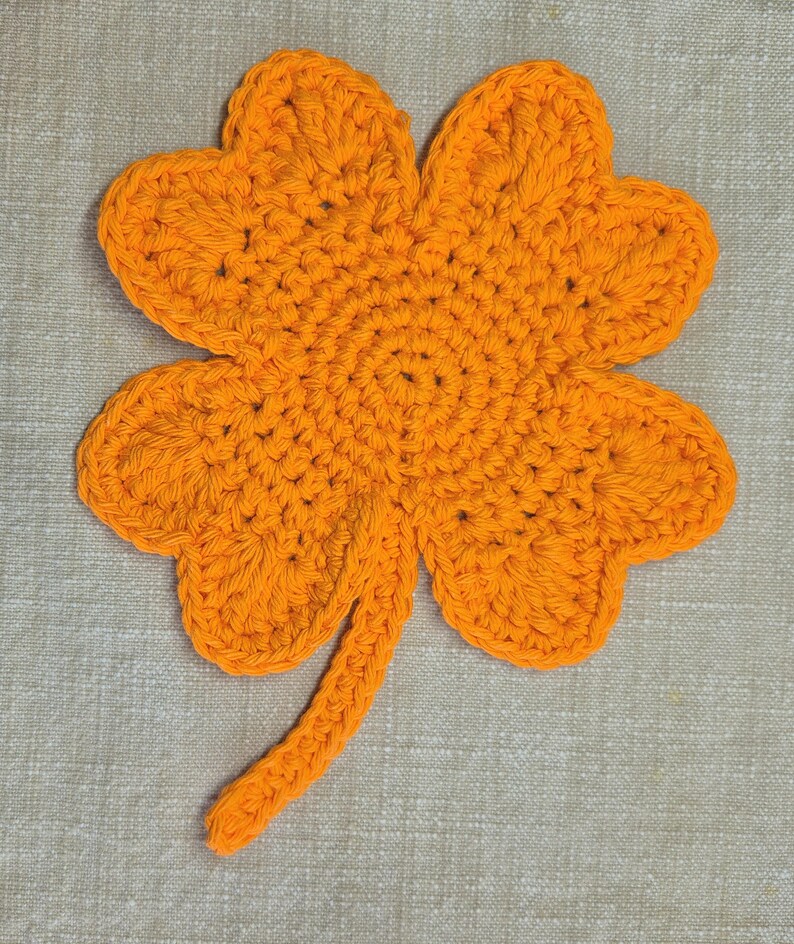Crochet Shamrock Cotton Coaster or Doily Orange