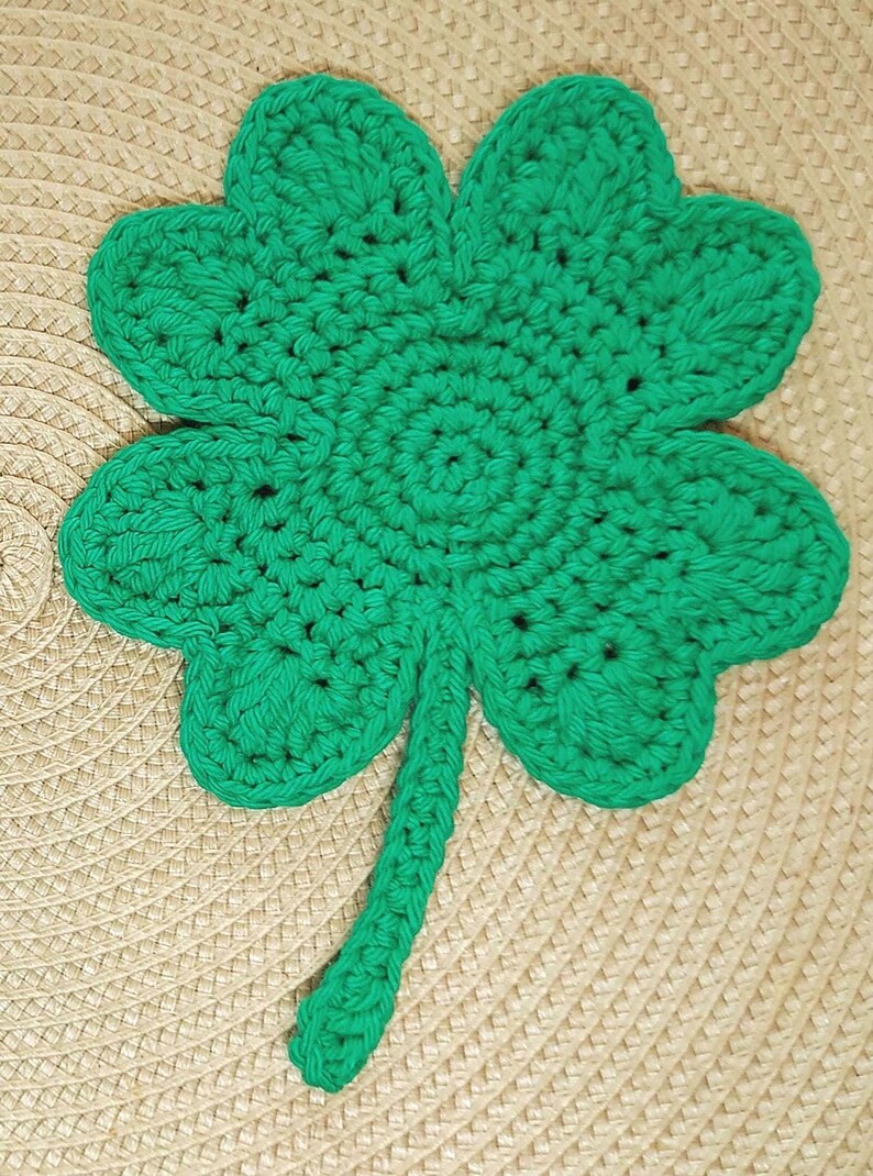Crochet Shamrock Cotton Coaster or Doily Shamrock Green