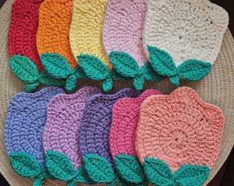 Crochet Tulip Cotton Coaster or Doily