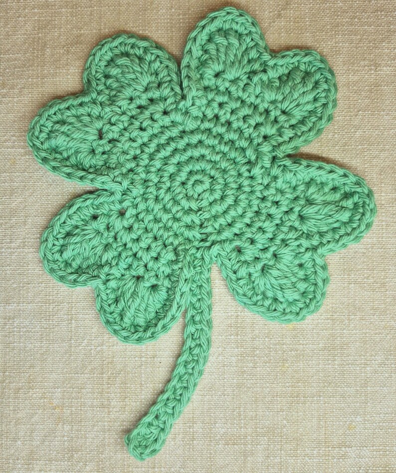 Crochet Shamrock Cotton Coaster or Doily Rainforest Green
