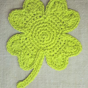 Crochet Shamrock Cotton Coaster or Doily Lime