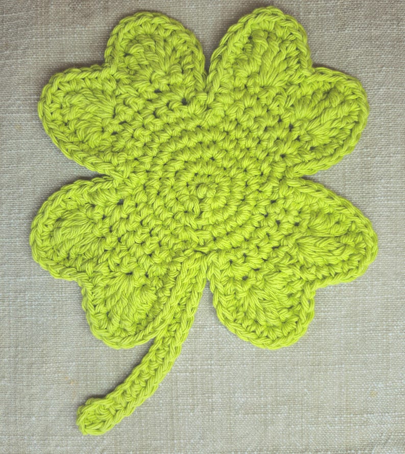Crochet Shamrock Cotton Coaster or Doily Lime