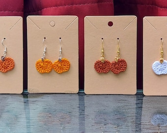 Crochet Mini Pumpkin Dangling Earrings