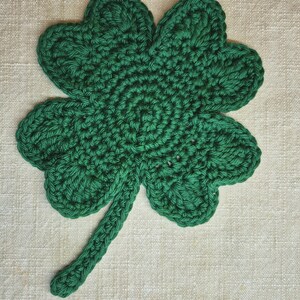 Crochet Shamrock Cotton Coaster or Doily Dark Green