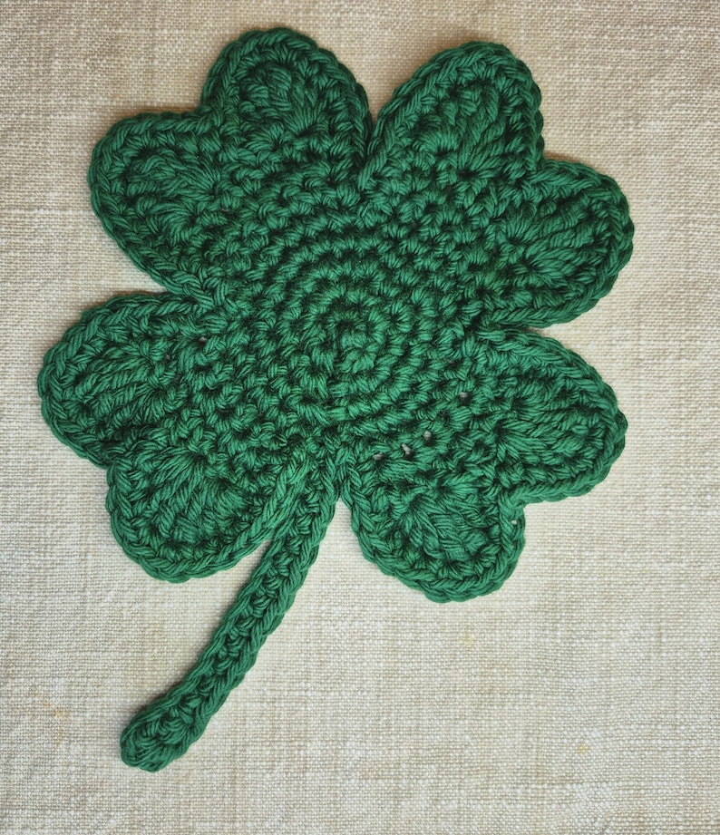 Crochet Shamrock Cotton Coaster or Doily Dark Green