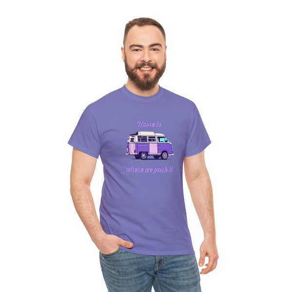 Home is where we park it T-Shirt Retro Camping Unisex Jersey Kurzarm