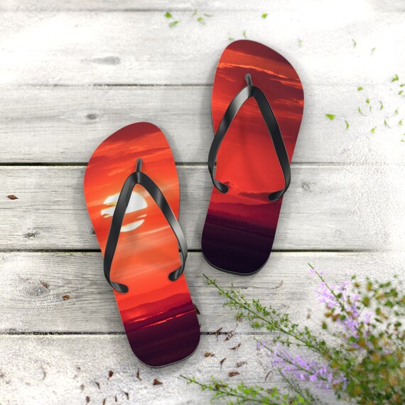 Sunset graphic flip flop clearance