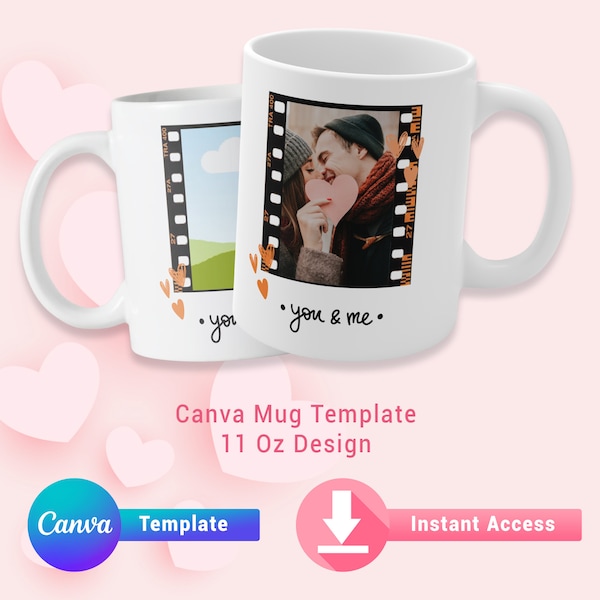 Valentines Day Canva Mug Design Template, Personalized Valentines Days Mug, Mug Template Design, Designs for Valentines Day