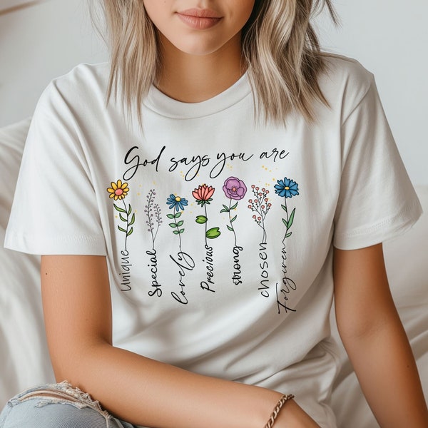 Ladies Floral shirt, God message shirt, Christian shirt, faith fashion tee, floral design Tee, Godly woman apparel, faith flowers, Mom Gift