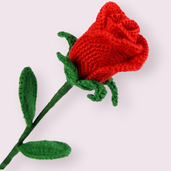 Crochet rose flower-handmade red rose- crochet flower gift aniversary gift- forever flowers girlfriend gift flower bouquet present- crochet