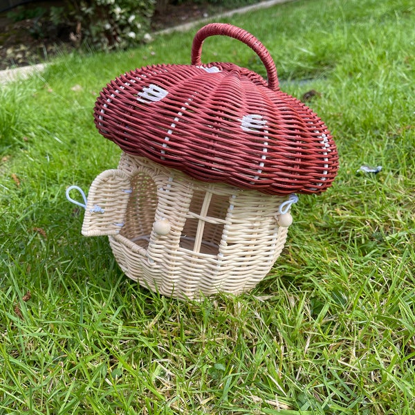 Wicker Mushroom Basket-Wicker Toadstool foraging basket-Wicker basket gift-Hamper Mushroom gift-Picnic basket- Mushroom Storage