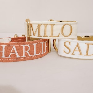 Broderat halsband för hundar – namn, mönster, mjukt och slitstarkt tyg, justerbart, unik personlig present till hundar och katter