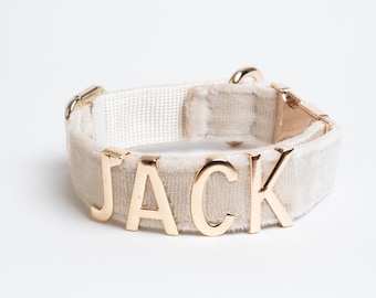Adjustable Velvet Dog Collar with Gold Metal Letters – Personalized Name, Soft, Stylish, Durable Pet Collar Gift for Dogs