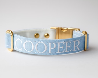 Personalized Embroidered Dog Collar, Personalized Canvas Dog Collar, Custom Embroidered Name, Custom Name and Design, Adjustable Pet Collar