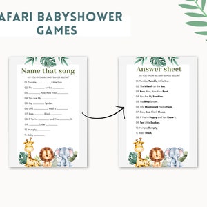 10x Giochi Safari Babyshower / Stampabile / Previsioni per bambini di genere neutro / Carte da gioco / Pacchetto giochi Baby shower / Faida familiare