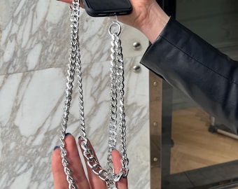 Stylish Phone Charm Crossbody Strap – Universal Lanyard for All Phone Models, Adjustable Length, Fashionable Gold or Silver Chain