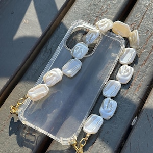 Phone Jewelry, Pearl Phone Strap, Pearl Phone Charm, White Pearl Phone Charm, Handmade Pearl Wrist Strap, Beaded Wrist Charm