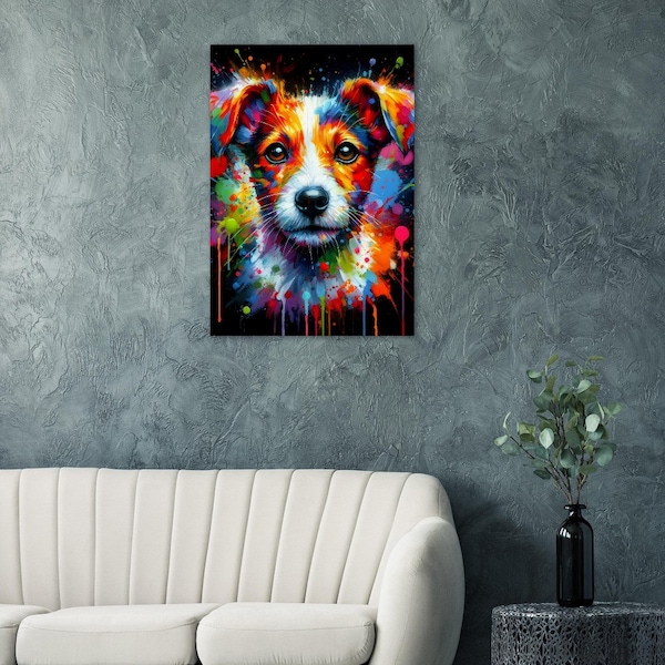 Jack russel chien dog style gouache couleur pop art Décoration murale