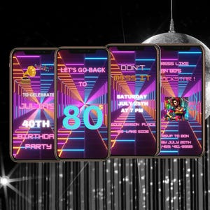 80s Disco Party Video Invite Template, Colorful Digital Birthday Invitation for Unforgettable Events, Great Gift for Milestone Birthdays