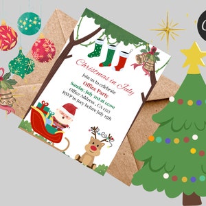 Christmas in July  Party Invite | Fun Canva Invitation for Social Media & Evite | Summer Celebration Invite
