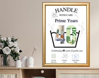 40th Birthday Money Gift DIY | Prime Years Cash Gift Keepsake | 40 Years Celebration Printable for Milestone Birthday