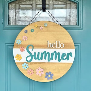 Summer Door Hanger-Summer Decor-Door Hanger-Summer Front Door Decor-Summer Wreath-Hello Summer Door Hanger-Welcome Door Hanger