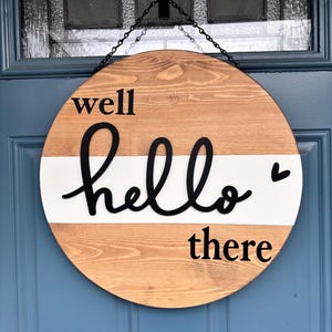 Hello Door Hanger- Welcome Sign- Front Door Decor- Wooden Door Hanger- Wreath-Porch Decor- Year-Round Door Hanger-summer door hanger