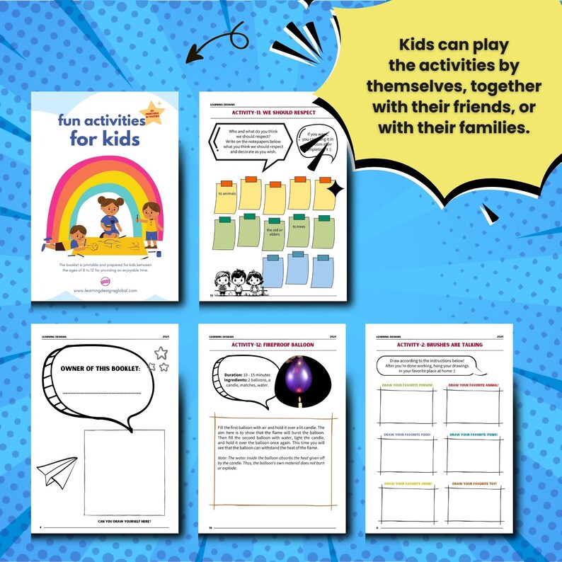 Fun Activities for Kids, Printable Activity Booklet, 8 to 12 Years Old