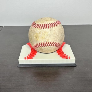 Baseball Display Stand – Home Plate Shape with Laces, Holds Game Ball or Signed Baseball, Sports Fan Gift, Collector’s Display, Coach Gift