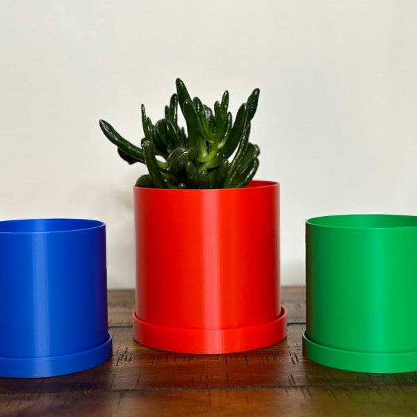 Modern 3D Printed Indoor House Planter with Drainage - Simple Design - Available in Various Sizes and Colors