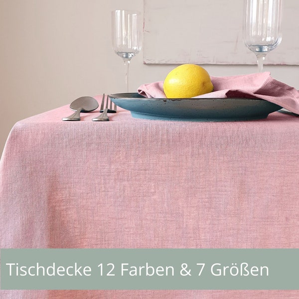Wunderschöner Tischdecke, Stofftischdecke aus 100% Leinen. Leinendecke in vielen Farben und 6 Größen handgefertigt in Deutschland