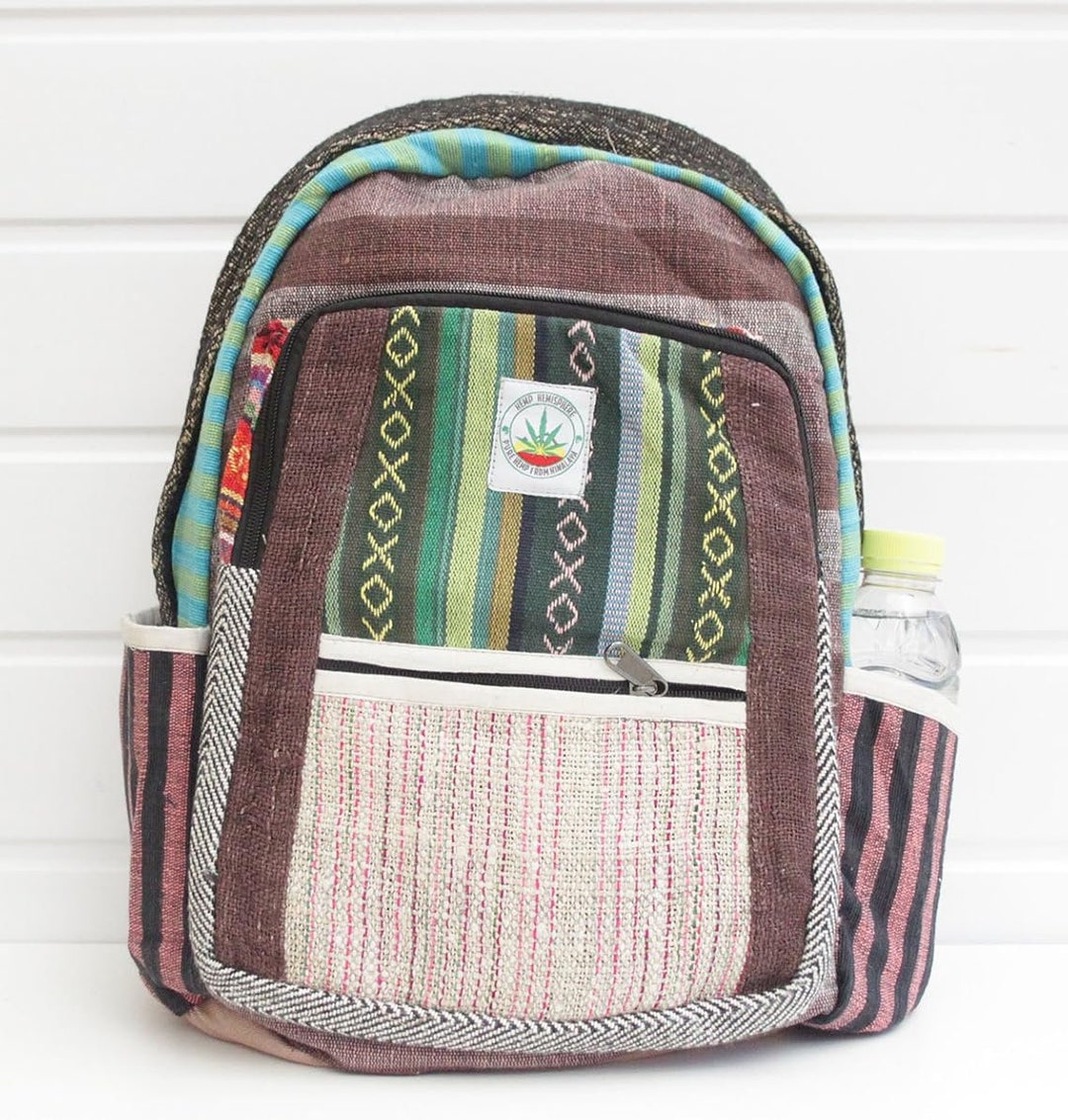 Handmade Hemp Cotton Multi-pocket Travel Backpack Amazon.com: Hemp Backpack | 100% Pure Hemp - All Natural  main image 3