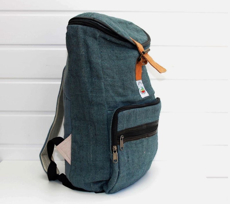 Pokhara Blue Hemp Canvas Eco Friendly Backpack for Men And Women Eco Laptop Bag image 3