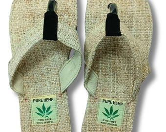 Chinelo de dedo de cânhamo feito à mão, sandálias veganas, chinelo ecológico.