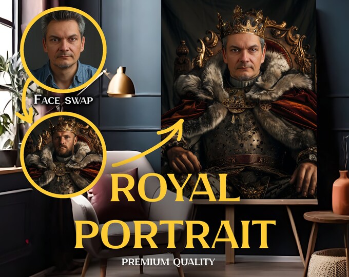 Custom Royal Portrait from Photo, Royal Vintage Portrait, Renaissance Portrait, Historical Portrait, Human Portrait, Custom Men Portrait