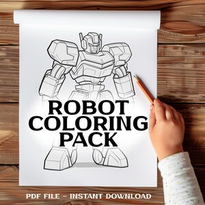 Roboter Malpaket für Kinder, 19 druckbare Seiten, Sofortiger Download PDF, Roboter Jungen Malseiten.