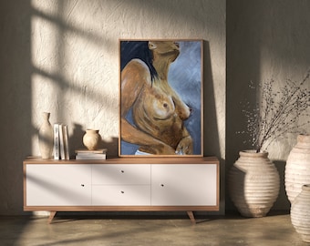 Naked Woman Original Painting, Naked Woman Wall Art, Bedroom Canvas Art, Sensual Photo Wall Decor, Vibrant Sensual Art, Beautiful body