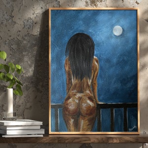 Naked Woman Original Painting, Naked Woman Wall Art, Sensual Photo Wall Decor, Vibrant Sensual Art, Beautiful body, Printable, Ass Wall Art