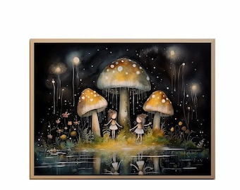 Caprichosas hadas de setas hadas de acuarela lindo arte caprichoso hadas generadas por IA decoración del hogar hadas lindas Vivero pared arte hada sueño 1