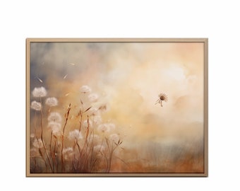 PRINTABLE WALL Art Dandelion Field Wall Art Landscape Portrait Print AI Generate Watercolour Dandelion Field Decor Farmers Wall Art Home