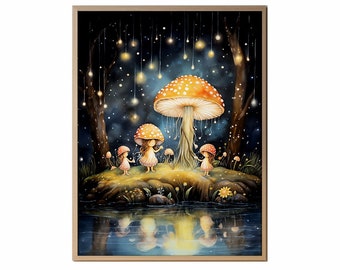 Caprichosas hadas de setas hadas de acuarela lindo arte caprichoso hadas generadas por IA decoración del hogar hadas lindas Vivero pared arte hada sueño 2