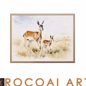 ANIMAL WALL Art Gazelle Prints Digital Printable Wall Art Nature Print Natural Wall Art Rustic Print Savannah Landscape Wall Art AI Generate