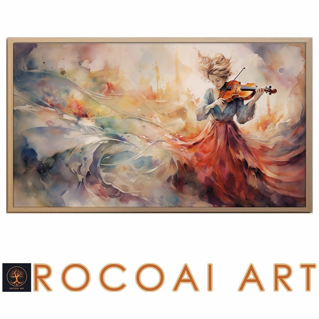PRINTABLE WALL ART - Water Color Violinist Girl Wall Art, Woman Playing ...