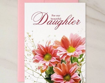 Beautiful Daughter, Mother's Day Greeting Card for Daughter, 5x7 in. Pink Envelope