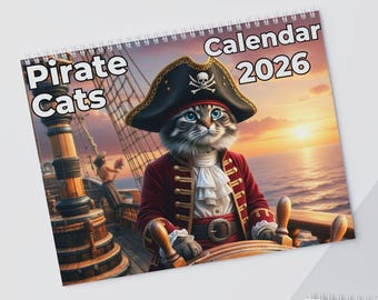 Pirate Cats Calendar 2026, 2026 Wall Calendars, Funny Cute Cat Gift, Holiday Season Gifts, Kitten Animal Love Calendar, Gift For Mom
