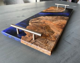 Burl Wood and "Galaxy" Resin Charcuterie Serving Board